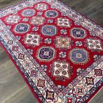 Picture of Handmade 4'2"x6'2" Turkish Red Rug – Traditional Geometric Medallion Pattern, Boho Area Rug
