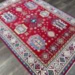 Picture of Handmade 4'x6' Red Turkish Rug – Bold Geometric Tribal Design, Unique Boho Area Rug