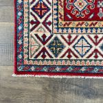 Picture of Handmade 4'x6' Red Turkish Rug – Bold Geometric Tribal Design, Unique Boho Area Rug
