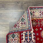Picture of Handmade 4'x6' Red Turkish Rug – Bold Geometric Tribal Design, Unique Boho Area Rug