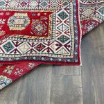 Picture of Handmade 4'x6' Red Turkish Rug – Bold Geometric Tribal Design, Unique Boho Area Rug
