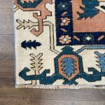 Picture of Handmade 4'3"x6'4" Turkish Rug – Terracotta and Blue Floral Design, Unique Boho Area Rug