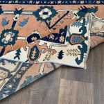 Picture of Handmade 4'3"x6'4" Turkish Rug – Terracotta and Blue Floral Design, Unique Boho Area Rug