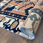 Picture of Handmade 4'3"x6'4" Turkish Rug – Terracotta and Blue Floral Design, Unique Boho Area Rug