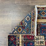 Picture of Handmade 2'4"x8' Turkish Runner Rug – Red and Blue Geometric Design, Vintage Hallway Decor