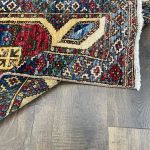 Picture of Handmade 2'4"x8' Turkish Runner Rug – Red and Blue Geometric Design, Vintage Hallway Decor
