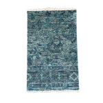 Picture of Handmade 1'10"x3' Distressed Blue Turkish Rug – Vintage Look, Boho Accent Rug, Unique Home Decor