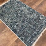 Picture of Handmade 1'10"x3' Distressed Blue Turkish Rug – Vintage Look, Boho Accent Rug, Unique Home Decor