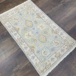 Picture of 1'10" x 3'1" Handmade Turkish Wool Rug - Vintage Floral Area Rug | Soft Blue Boho Rug