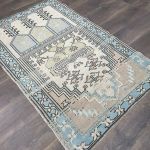 Picture of 3x5 Hand-Knotted Subtle Rug: Vintage Charm for Entryway, Kitchen, or Bedroom – One-of-a-Kind Wool Oastel Neutral Blue Rug
