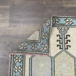 Picture of 3x5 Hand-Knotted Subtle Rug: Vintage Charm for Entryway, Kitchen, or Bedroom – One-of-a-Kind Wool Oastel Neutral Blue Rug