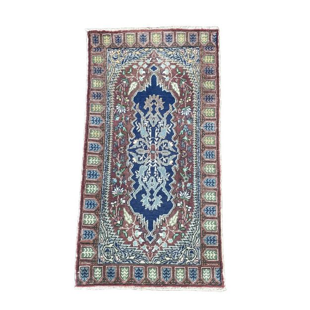 Picture of 2x3.7 Small Vintage Cappadocia Pastel Hand Knotted Soft Rug - Vintage Turkish Wool Rug for Entryway, Foyer, Kitchen, Bedroom Area