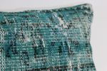 Picture of Wool 12x20 Lumbar Turquoise Pillow - Turkish OverDyed Decorative Wool Rug Back Pillow Case Hand-Knotted