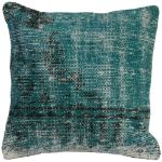 Picture of Wool 20 Inch Turquoise Pillowcase - Turkish OverDyed Decorative Wool Rug Pillow Hand-Knotted Pillowcase