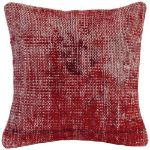 Picture of Red Pillow 16x16 - Turkish Over-Dyed Decorative Wool Rug Pillow Hand-Knotted Rug Pillow Cover One-of-Kind Throw for Couch