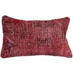 Picture of Red Lumber Pillow 12x20 - Turkish Over-Dyed Decorative Wool Rug Pillow Hand-Knotted Rug Pillow Cover One-of-Kind Throw for Couch