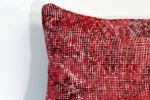 Picture of Red Lumber Pillow 12x20 - Turkish Over-Dyed Decorative Wool Rug Pillow Hand-Knotted Rug Pillow Cover One-of-Kind Throw for Couch