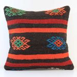 Picture of Vintage Decorative Pillow Cover - Cicim Kilim Rug Pillow Case 16x16 – Hand Weave Embroidered Throw Cushion