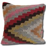 Picture of Kilim Pillow 16x16 - Vintage Decorative Accent Wool Pink Diamond Pillow for Couch - Rug Pillow Cover