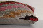 Picture of Kilim Pillow 16x16 - Vintage Decorative Accent Wool Pink Diamond Pillow for Couch - Rug Pillow Cover