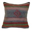 Picture of Antique Kilim Pillow Cover 16x16 - Vintage Rug Throw Pillow - Ideal Decorative Gift for Sofa