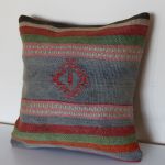 Picture of Antique Kilim Pillow Cover 16x16 - Vintage Rug Throw Pillow - Ideal Decorative Gift for Sofa