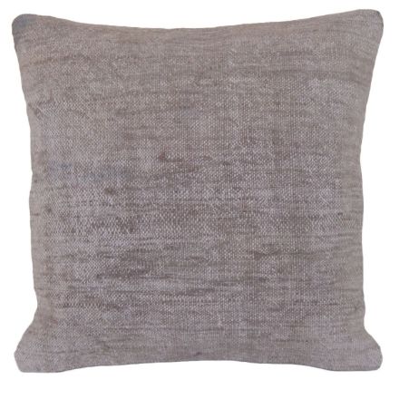 Picture of Solid Wool Rug Pillow 16x16 - Vintage Hand Knotted Wool Kilim Pillow for Couch - Neutral Serene Rug Throw Pillow