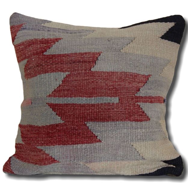 Picture of Wool Vintage Decorative Pillow - Hand-Knotted Wool Kilim Rug Pillow Cover 16x16