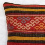 Picture of Hand-Knotted Rug Pillow Cover – Antique Wool Kilim Pillow 16x16 - Vintage Decorative Accent Cushion for Sofa