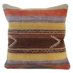 Picture of Vintage Decorative Pillow - Hand-Knotted Wool Kilim Rug Pillow Cover 16x16