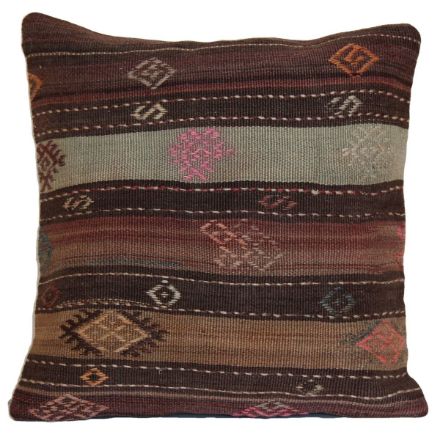 Picture of Unique Hand-Knotted Kilim Rug Pillow 16x16 - Vintage Decorative Accent Cushion