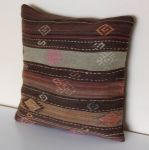 Picture of Unique Hand-Knotted Kilim Rug Pillow 16x16 - Vintage Decorative Accent Cushion