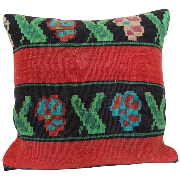 Picture of 20 inches Large Turkish Kilim Pillow Cover Handmade Vintage Wool Pillow Case One of Kind Authentic Throw Pillow