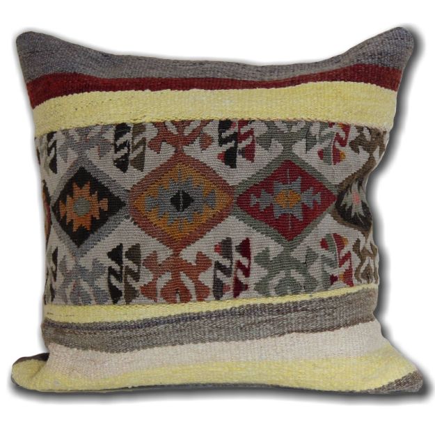 Picture of Antique Kilim Pillow 16x16 Inch- Vintage Decorative Pillow Cover – Wool Rug Pillow Case for Sofa