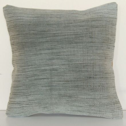 Picture of Solid Wool Rug Pillow 18x18 - Vintage Hand Knotted Wool Kilim Pillow for Couch