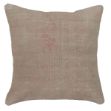Picture of Solid Wool Rug Pillow 16x16 - Vintage Hand Knotted Wool Kilim Pillow for Couch - Neutral Serene Rug Throw Pillow Light Beige & Tan