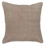 Picture of Solid Wool Rug Pillow 16x16 - Vintage Hand Knotted Wool Kilim Pillow for Couch - Neutral Serene Rug Throw Pillow Light Beige & Tan