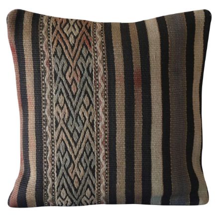 Picture of Vintage Kilim Pillow 16x16 - Handmade Wool Cushion Cover - Boho Decorative Throw Pillow - Striped & Geometric Accent Pillow