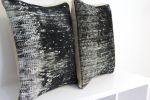 Picture of Set of 2 Black Pillows 20x20 - Turkish Over-Dyed Distressed Wool Pillow for Couch - Kilim Rug Pillow Cover Bold One-of-Kind Throw Set of 2