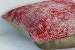 Picture of Red Pillow 20x20 - Turkish Over-Dyed Decorative Wool Rug Pillow Hand-Knotted Rug Pillow Cover One-of-Kind Throw for Couch Gift
