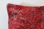Picture of Set of 2 Red Pillows 18x18 - Turkish Over-Dyed Vivid Wool Pillow for Couch - Kilim Rug Pillow Cover Bold One-of-Kind Throw Set of 2