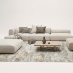 Picture of Sisley Abstract Neutral Cream Blue Low Pile Soft Rug