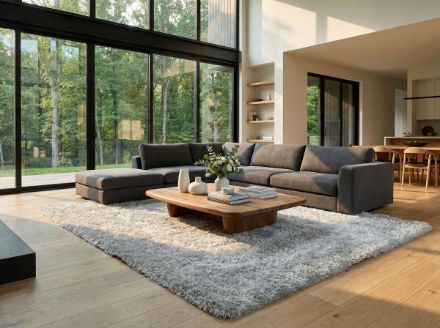 	Lily Collection Platinum Gray Shag Rug with Dense 2 1/2 Inch Pile Height, Perfect for Modern Interiors